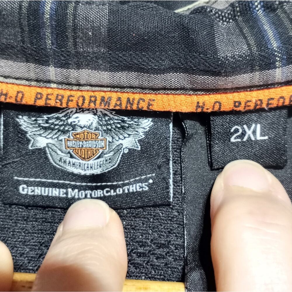 Harley-Davidson Men's Black & Gray Plaid Performance Short Sleeve Shirt Size 2XL - Picture 5 of 14